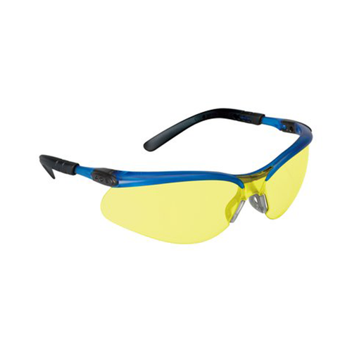 3M 11524-00000-20 BX Safety Glasses with Light Amber Anti-Fog Lens, Ocean Blue Frame