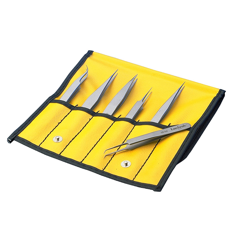 Aven 18475USA Stainless Steel Teknik Precision Tweezer Set, 6 Piece