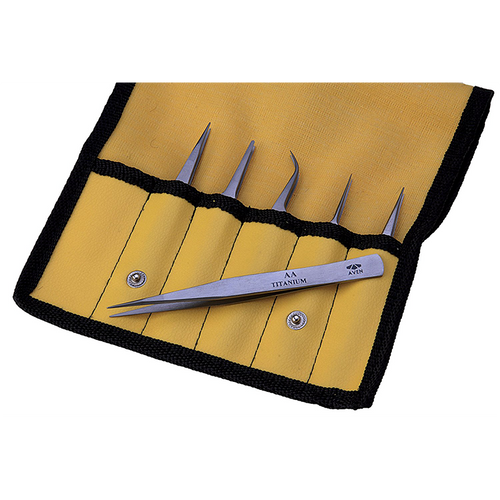 Aven 18480TT Titanium Precision Tweezer Set, 6 Piece