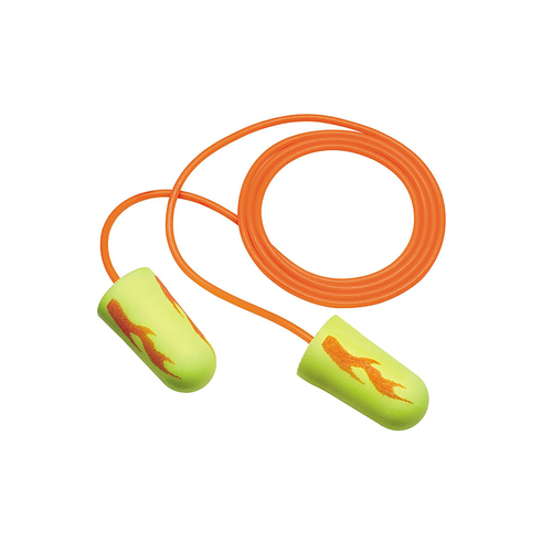 3M 311-1257 E-A-R Regular Size Soft Yellow Neon Blasts Corded Earplugs, 100 Pack