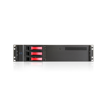 Load image into Gallery viewer, iStarUSA D-230HB-T-RED 2U Compact 3x 3.5" Bay Hotswap microATX Chassis