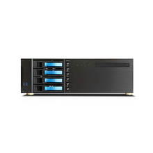 Load image into Gallery viewer, iStarUSA D-340HB-DT-BLUE 3U Compact 4x3.5" Bay Hotswap microATX Desktop Chassis