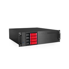Load image into Gallery viewer, iStarUSA D-340HN-T-RED 3U Compact 4x3.5" Bay Trayless Hotswap microATX Chassis
