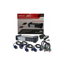 Load image into Gallery viewer, Syba SY-KVM20107 4 Port VGA KVM Switch with USB 2.0, Speaker, Microphone, Printer and Thumb Drive Support