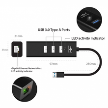 Load image into Gallery viewer, Vantec UGT-AH340GNA USB 3.0 Aluminum 3-Port Hub &amp; Gigabit Network with A to C