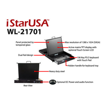 Load image into Gallery viewer, iStarUSA WL-21701 1U Rackmount 17" TFT LCD Keyboard Drawer