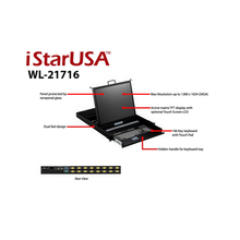 Load image into Gallery viewer, iStarUSA WL-21716 1U Rackmount 17" TFT LCD Keyboard Drawer with Built-in 16-port KVM